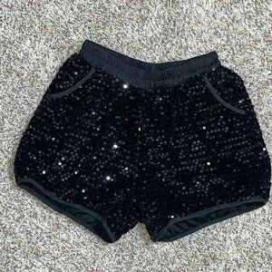 NWOT Black Sequin Party Shorts Small | Elastic Waist Night Out Holiday‎
